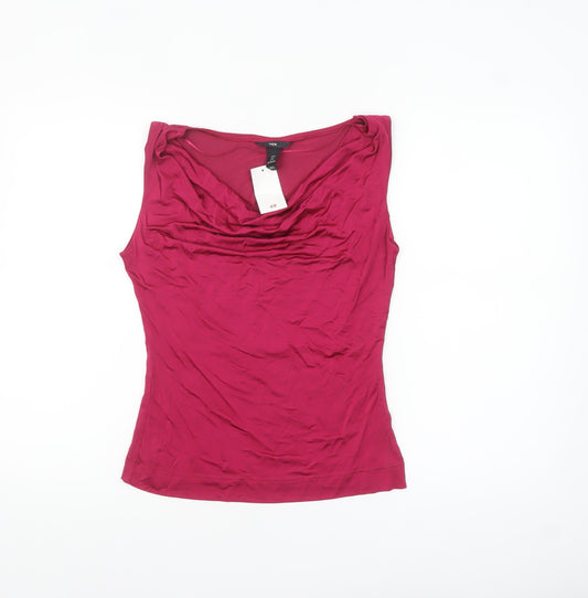 H&M Women's Pink Sleeveless Cowl Neck Camisole Top Size S