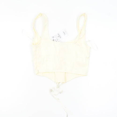 Stradivarius Women’s Ivory Cropped Lace Up Tank Top Size 12