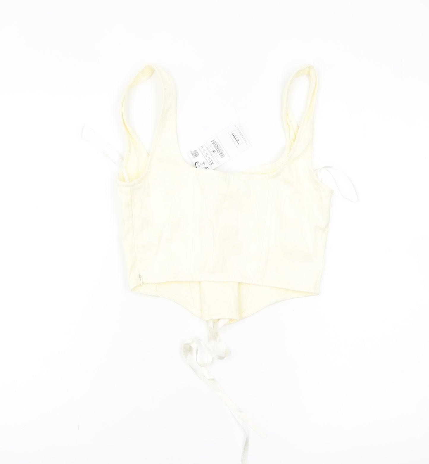 Stradivarius Women’s Ivory Cropped Lace Up Tank Top Size 12