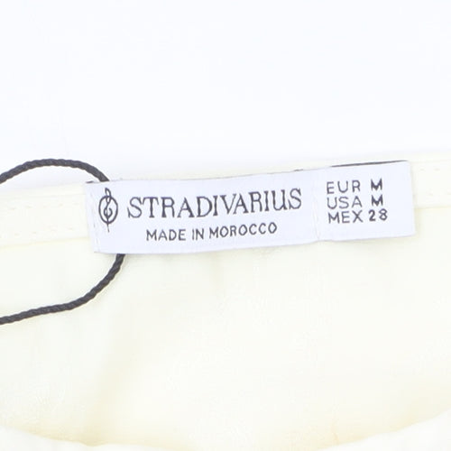 Stradivarius Women’s Ivory Cropped Lace Up Tank Top Size 12