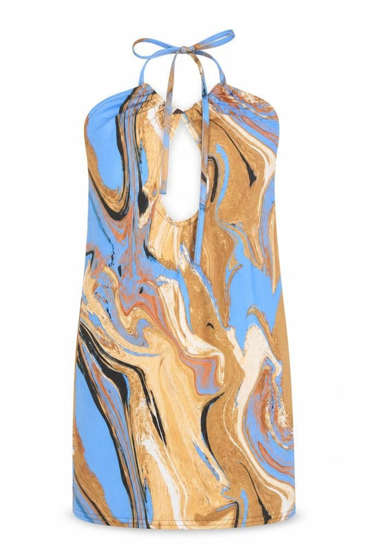 Front view of Femme Luxe Women’s Multicoloured, size UK 6, Halter Bodycon Dress