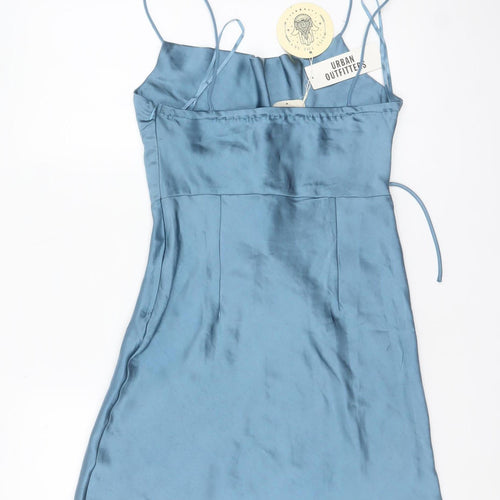 Kiss The Sky Women’s Blue Satin Lace-Up Slip Dress Size M