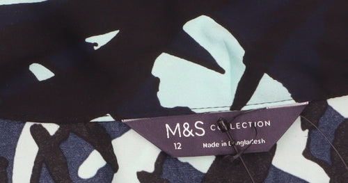 Marks and Spencer Women's Blue Geometric Blouse Size 12