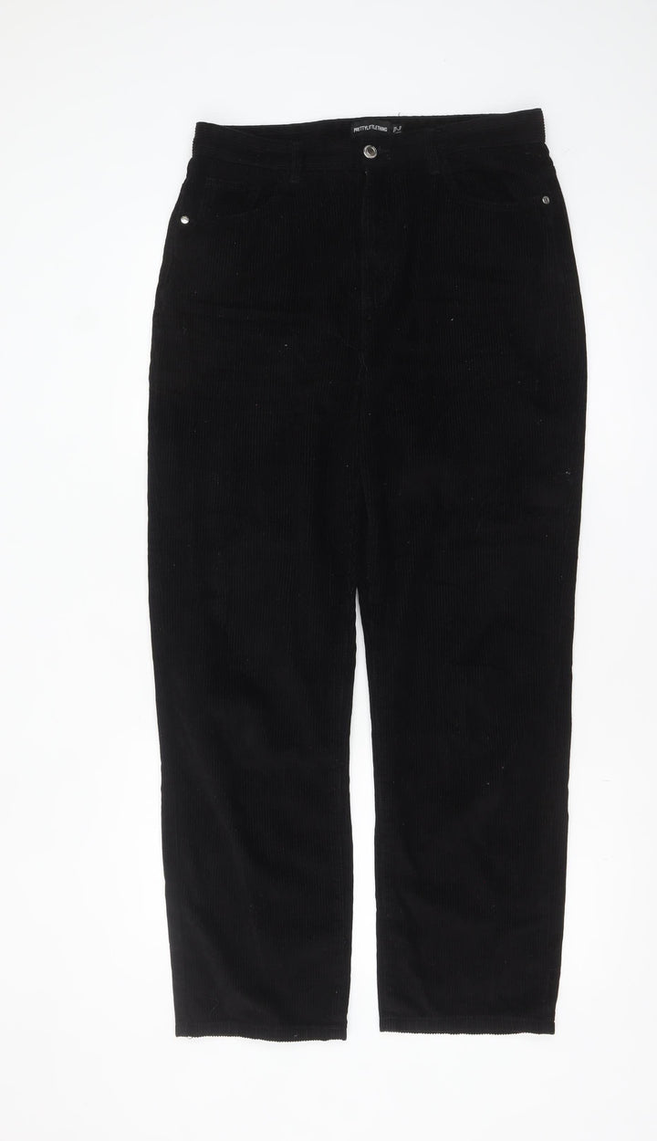 PrettyLittleThing Women's Black Corduroy Chino Trousers Size 12