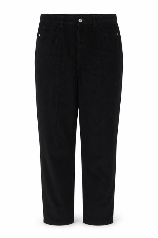 Front view of PRETTYLITTLETHING Women's Black Corduroy Chino Trousers, size 12