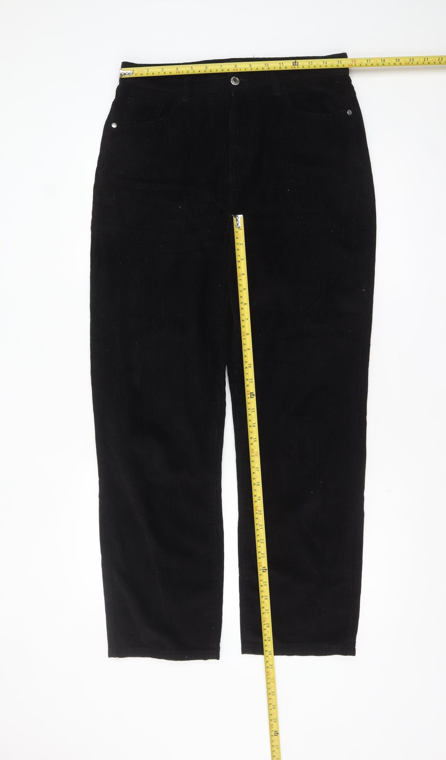 PrettyLittleThing Women's Black Corduroy Chino Trousers Size 12
