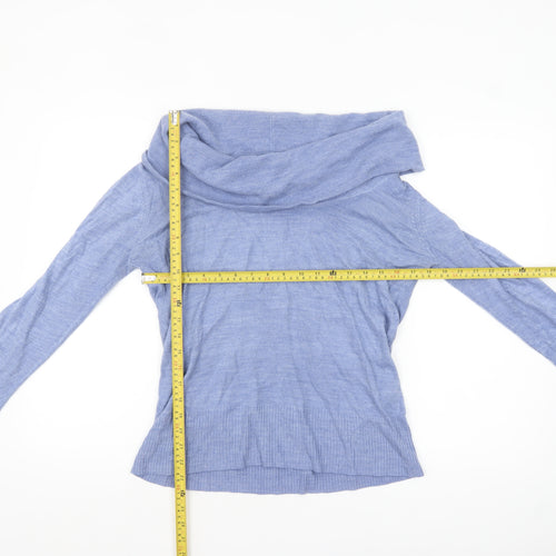 Wallis Women Blue Cowl Neck Bell Sleeve Pullover Jumper Size 14