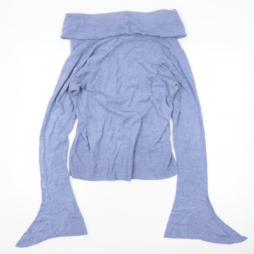 Wallis Women Blue Cowl Neck Bell Sleeve Pullover Jumper Size 14