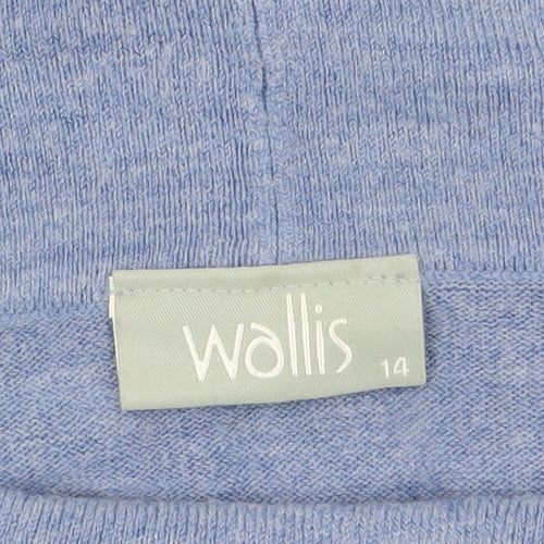 Wallis Women Blue Cowl Neck Bell Sleeve Pullover Jumper Size 14