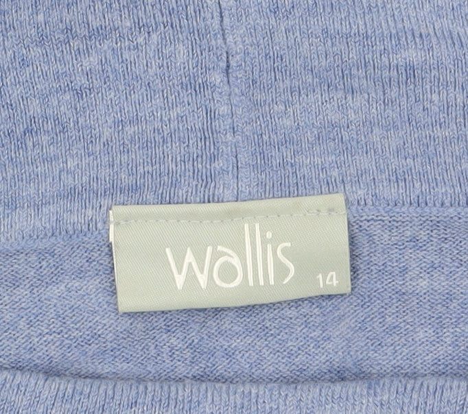 Wallis Women Blue Cowl Neck Bell Sleeve Pullover Jumper Size 14