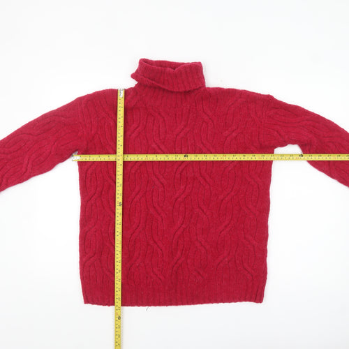 Marks and Spencer Women’s Red Roll Neck Cable-Knit Jumper Size S