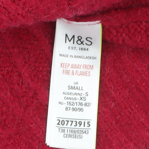 Marks and Spencer Women’s Red Roll Neck Cable-Knit Jumper Size S