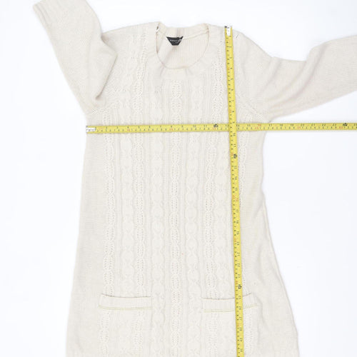 Dorothy Perkins Women’s Ivory Cable Knit Tunic Jumper Size 12