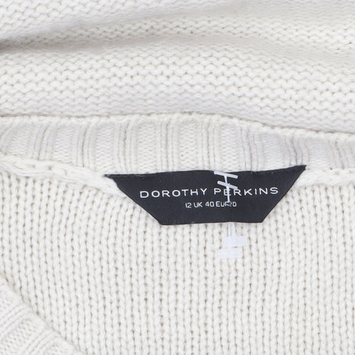 Dorothy Perkins Women’s Ivory Cable Knit Tunic Jumper Size 12