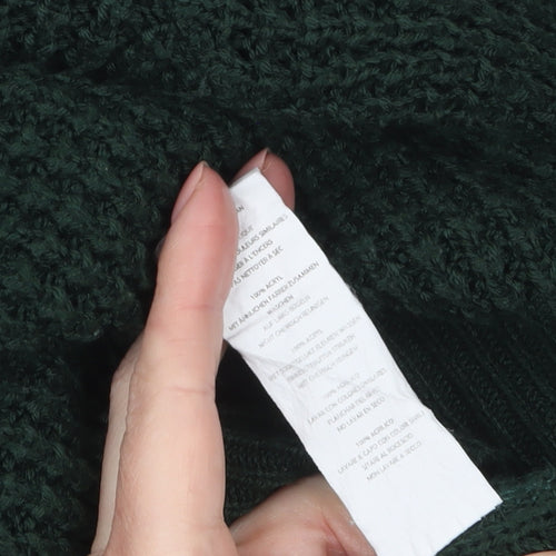 boohooMAN Men's Green Waffle Knit Cotton Crew Neck Jumper XL