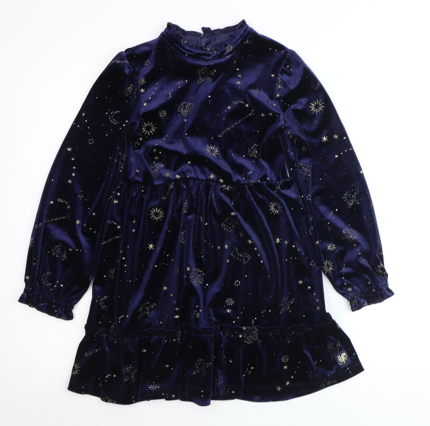 Marks and Spencer Girls Navy Velvet Harry Potter Long Sleeve Skater Dress 8-9 Years