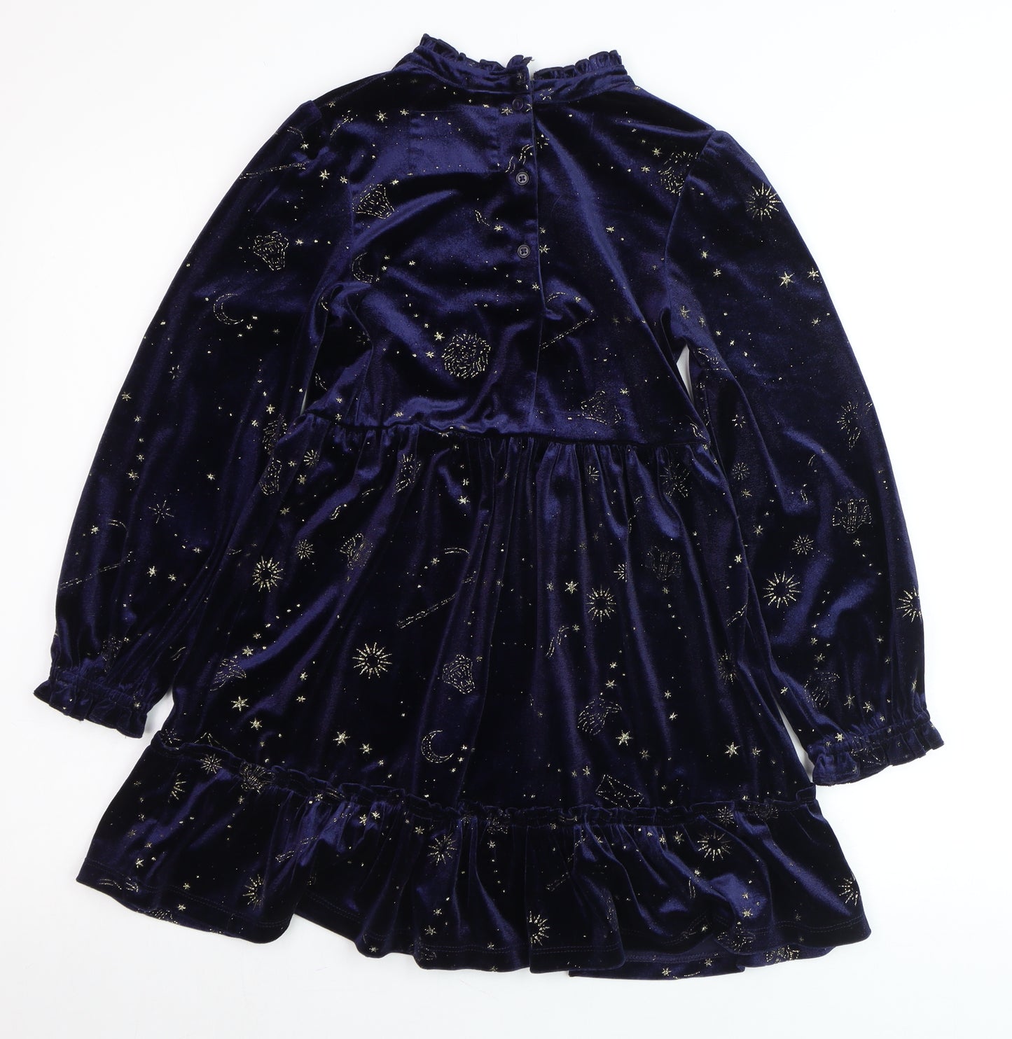 Marks and Spencer Girls Navy Velvet Harry Potter Long Sleeve Skater Dress 8-9 Years