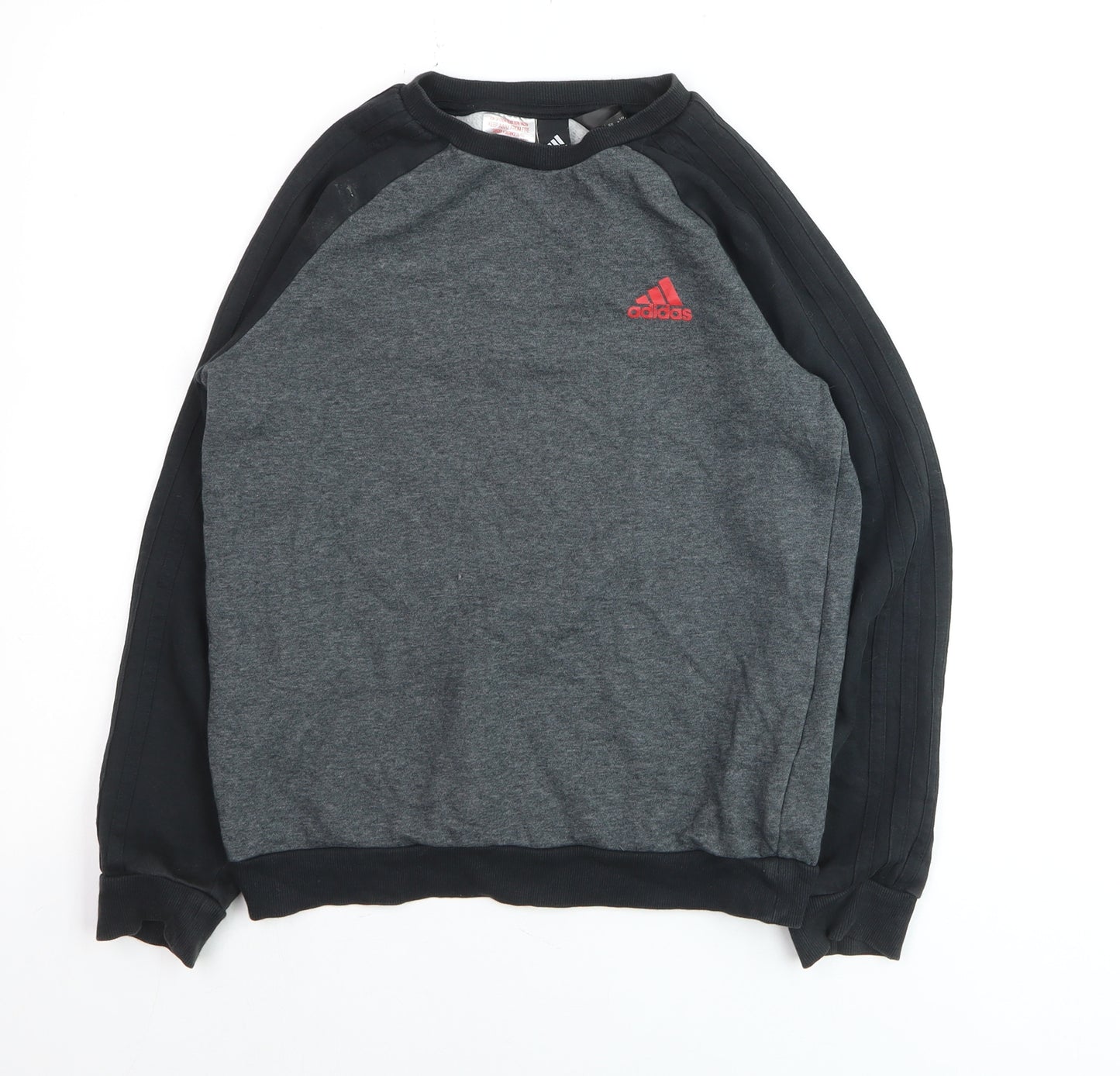 Adidas Boys Grey Black Sweatshirt Size 12-13 Years Crew Neck Long Sleeve