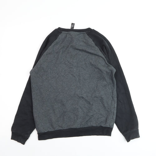 Adidas Boys Grey Black Sweatshirt Size 12-13 Years Crew Neck Long Sleeve