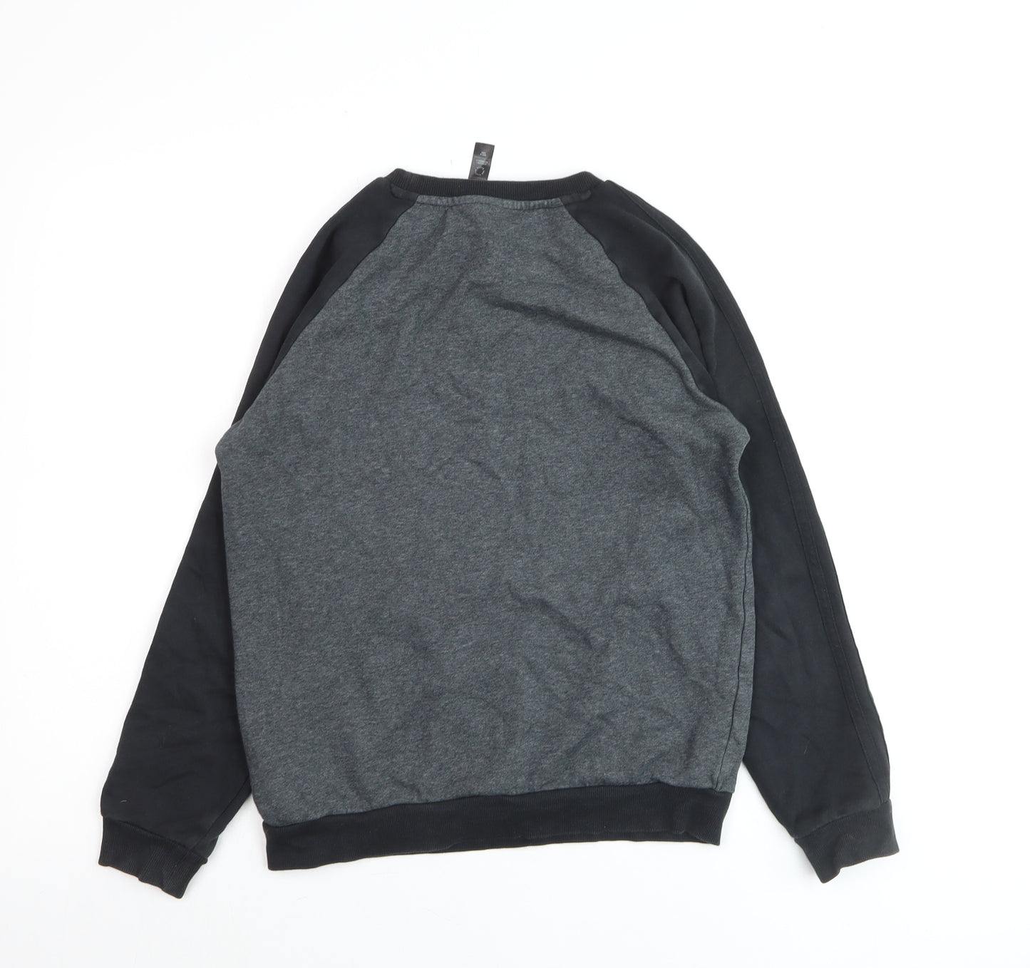 Adidas Boys Grey Black Sweatshirt Size 12-13 Years Crew Neck Long Sleeve