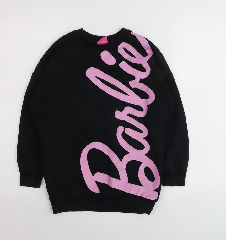 Barbie Girls Black Pullover Sweatshirt 13-14 Years Logo Graphic Print