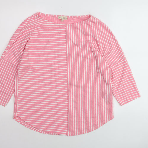 Phase Eight Womens Pink Striped Cotton 3/4 Sleeve Tunic Top Size 12