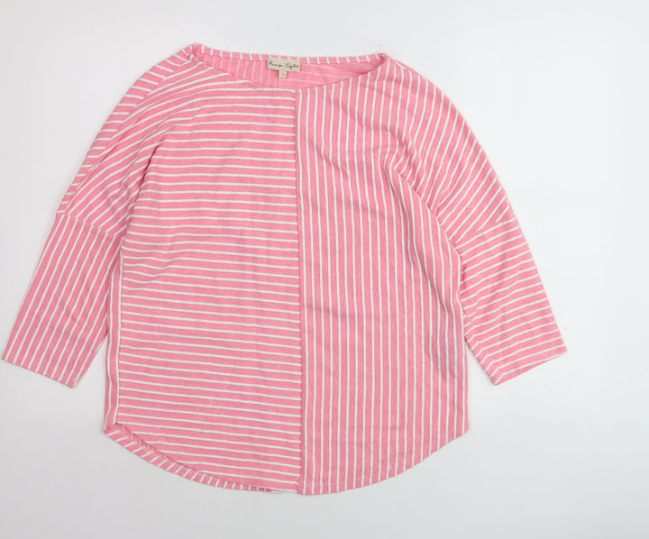 Phase Eight Womens Pink Striped Cotton 3/4 Sleeve Tunic Top Size 12