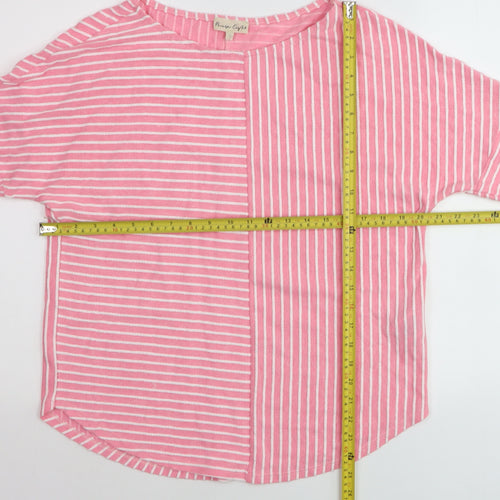Phase Eight Womens Pink Striped Cotton 3/4 Sleeve Tunic Top Size 12