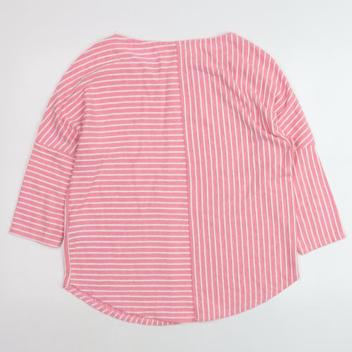 Phase Eight Womens Pink Striped Cotton 3/4 Sleeve Tunic Top Size 12