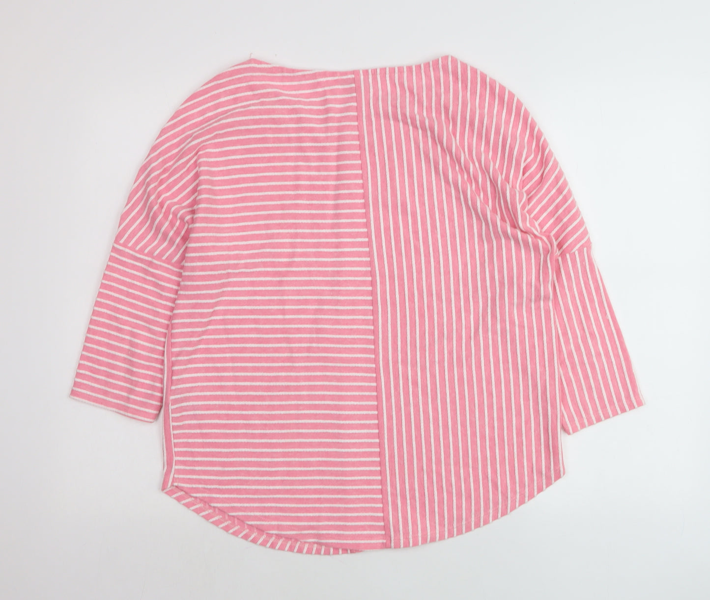 Phase Eight Womens Pink Striped Cotton 3/4 Sleeve Tunic Top Size 12