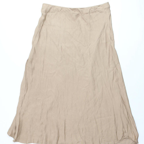 Gallery Women Beige A-Line Midi Skirt Size 14 Viscose