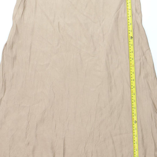 Gallery Women Beige A-Line Midi Skirt Size 14 Viscose