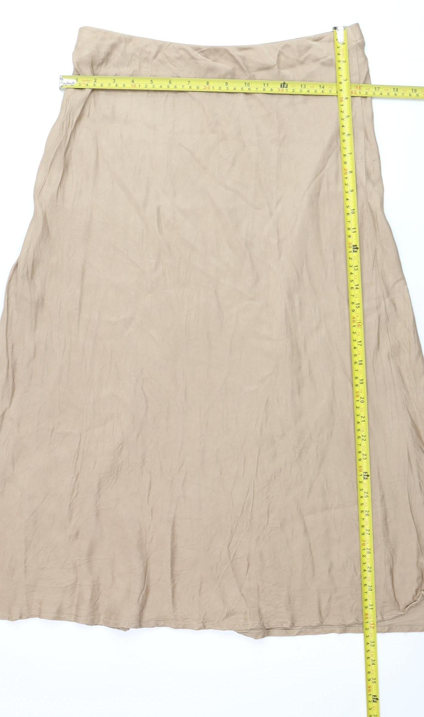 Gallery Women Beige A-Line Midi Skirt Size 14 Viscose