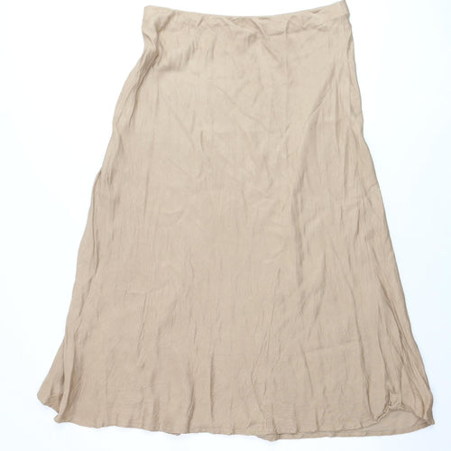 Gallery Women Beige A-Line Midi Skirt Size 14 Viscose