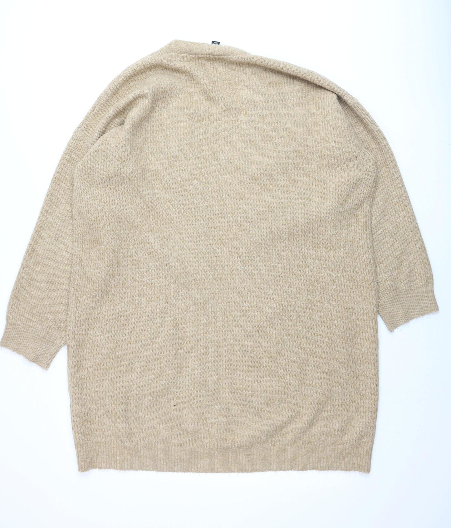 New Look Women Beige Longline Cardigan L Knit Open Front Jumper