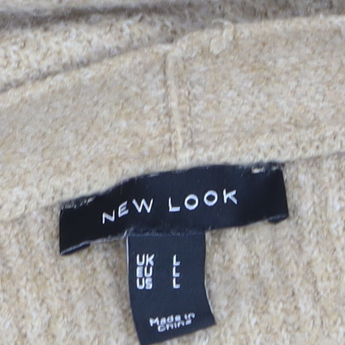 New Look Women Beige Longline Cardigan L Knit Open Front Jumper