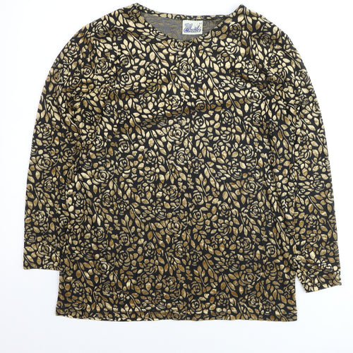 First Choice Women's Black Gold Floral Long Sleeve Tunic Top M