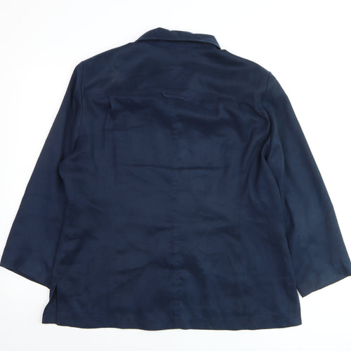 Country Casuals Women Blue Size 16 Button-Up 3/4 Sleeve Shirt