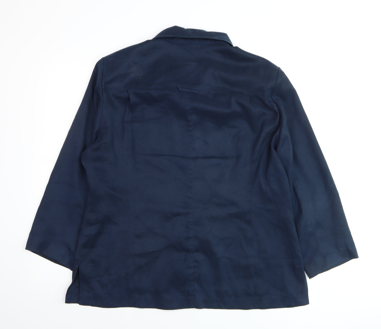 Country Casuals Women Blue Size 16 Button-Up 3/4 Sleeve Shirt