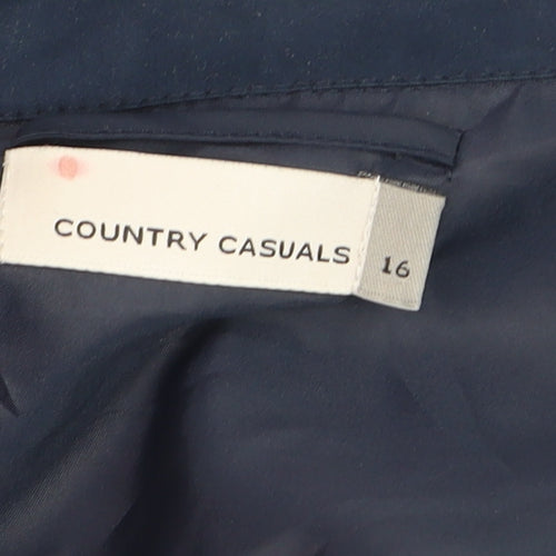 Country Casuals Women Blue Size 16 Button-Up 3/4 Sleeve Shirt