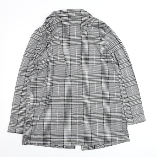 H&M Divided Women's Grey Check Blazer Size M Classic Mid-Length Jacket