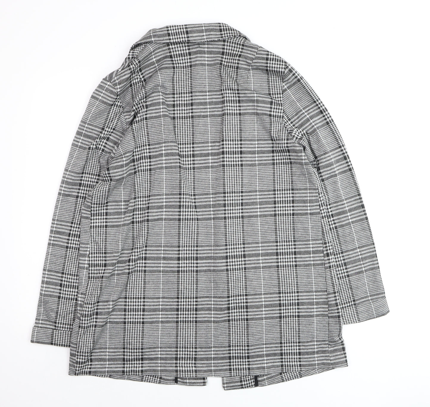 H&M Divided Women's Grey Check Blazer Size M Classic Mid-Length Jacket