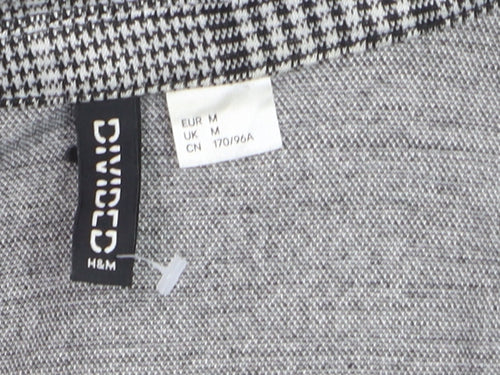 H&M Divided Women's Grey Check Blazer Size M Classic Mid-Length Jacket
