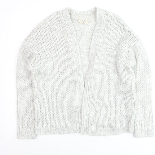 Fat Face Women’s Grey Chunky-Knit Open Cardigan Size S Wool Blend