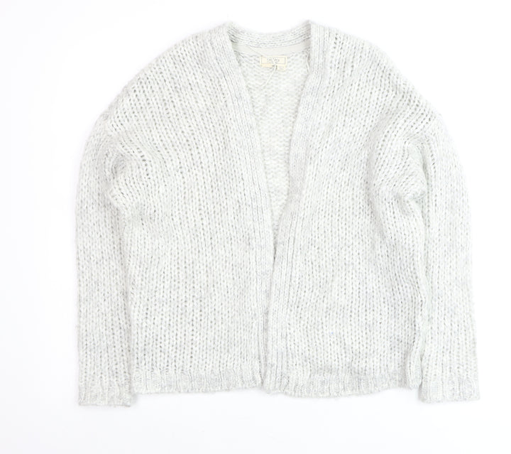 Fat Face Women’s Grey Chunky-Knit Open Cardigan Size S Wool Blend