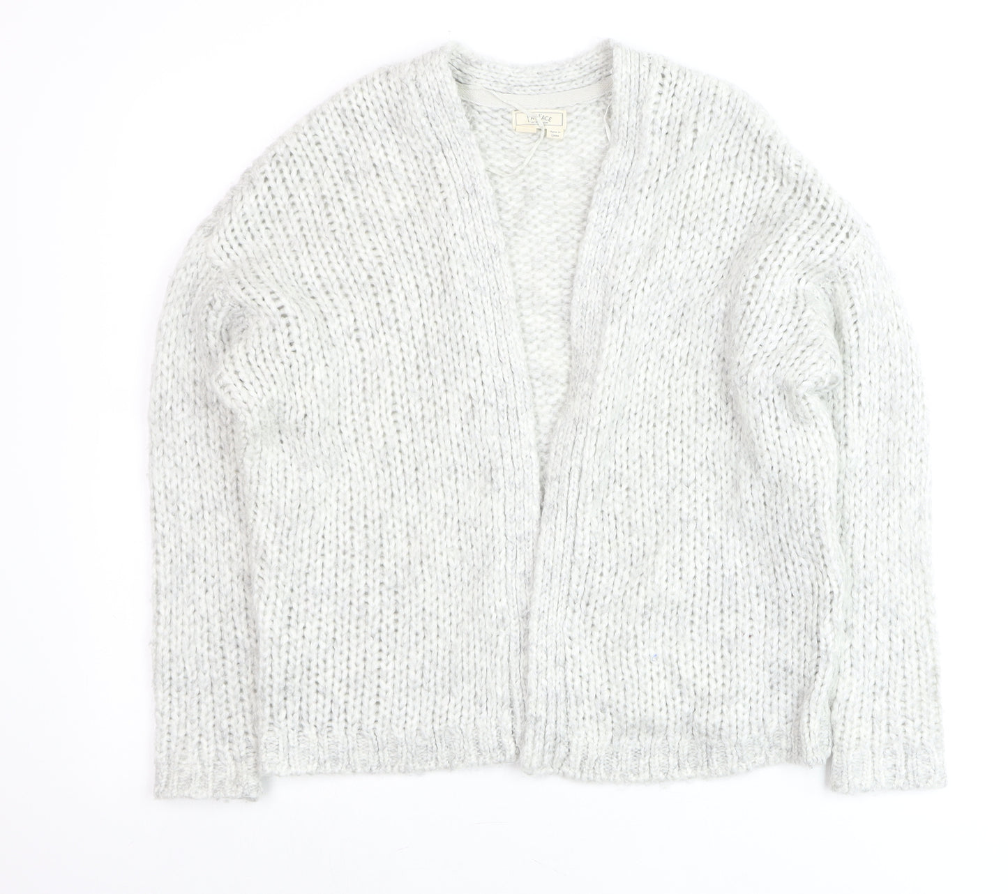 Fat Face Women’s Grey Chunky-Knit Open Cardigan Size S Wool Blend