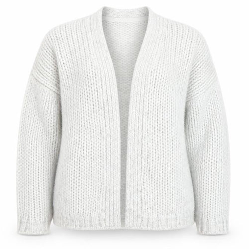Fat Face Women’s Grey Chunky-Knit Open Cardigan Size S Wool Blend