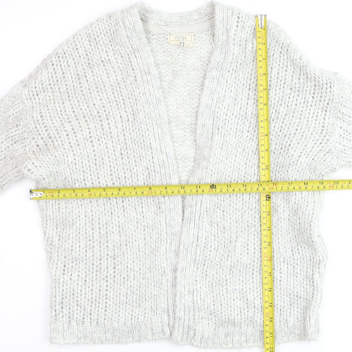 Fat Face Women’s Grey Chunky-Knit Open Cardigan Size S Wool Blend