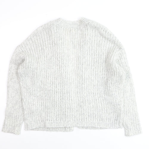 Fat Face Women’s Grey Chunky-Knit Open Cardigan Size S Wool Blend