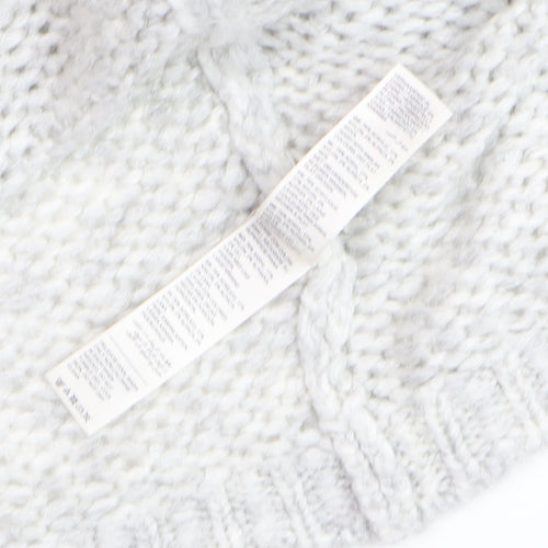 Fat Face Women’s Grey Chunky-Knit Open Cardigan Size S Wool Blend